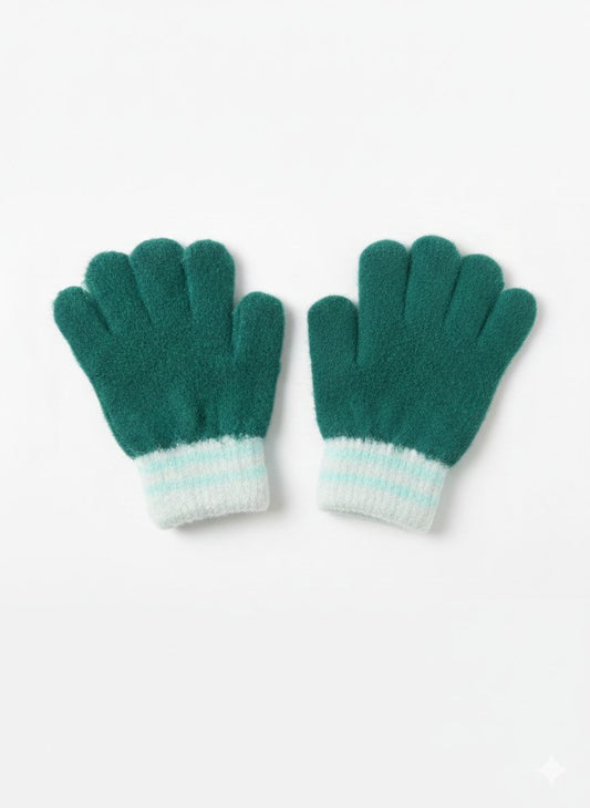 Evergreen Stripe Kids' Winter Gloves