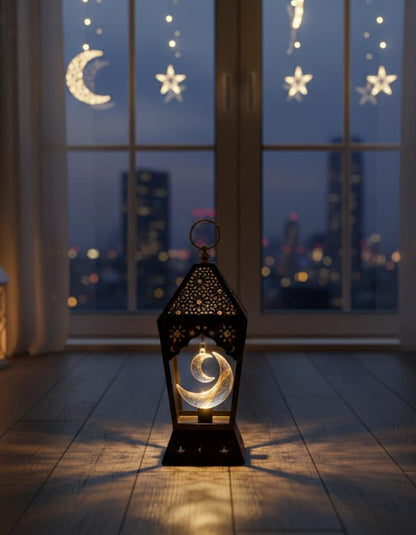 Festive Harmony: Animated Crescent Moon Lantern