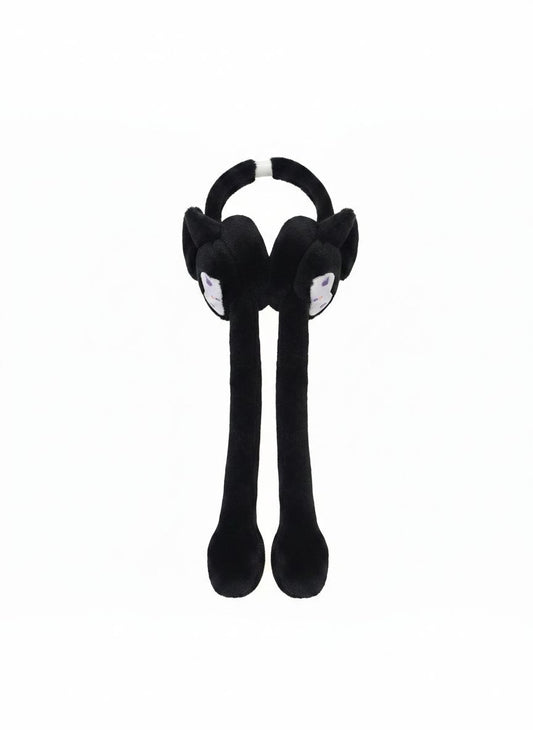 Plush Cat Ear Squeeze Earmuffs – Black