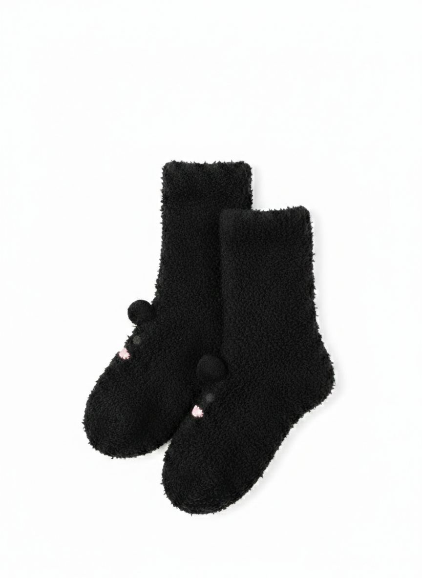 Shadow Bear Plush Slipper Socks