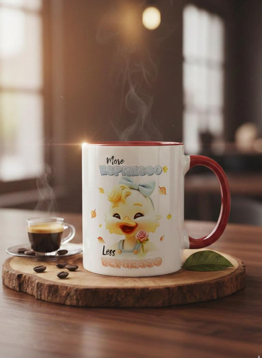 The "More Espresso, Less Depresso" Two-Tone Ceramic Mug