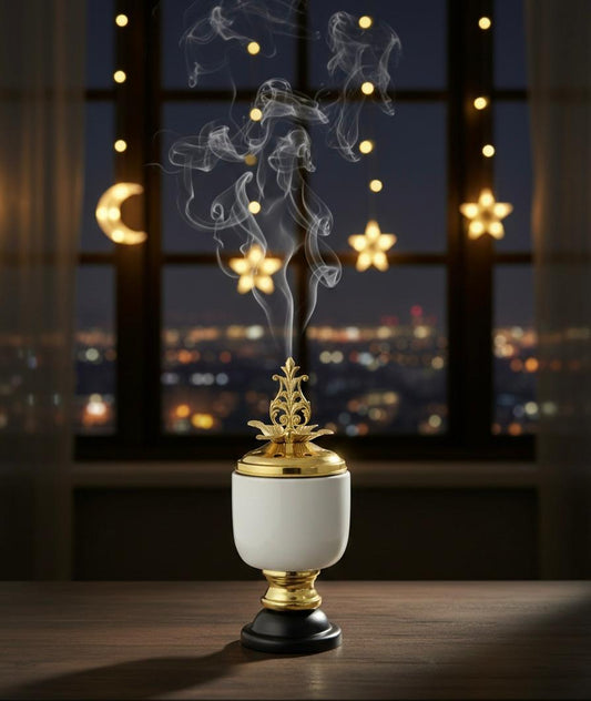 Imperial White & Gold Filigree Incense Burner